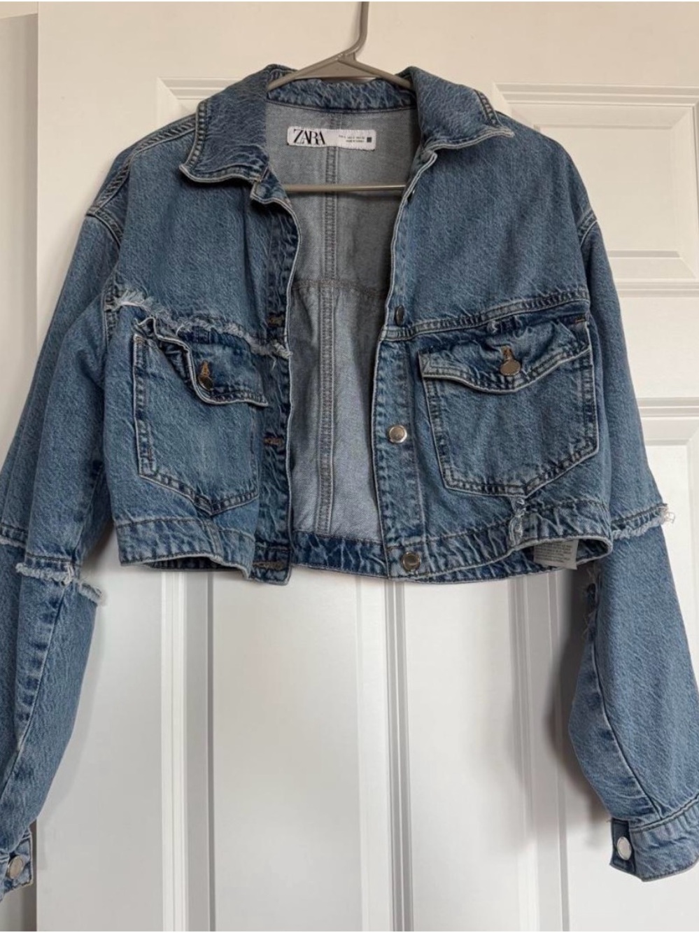 ZARA Light Wash Cropped Denim Jacket